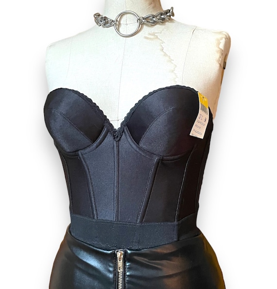 Vintage Black + Ivory Bustier Crop Top