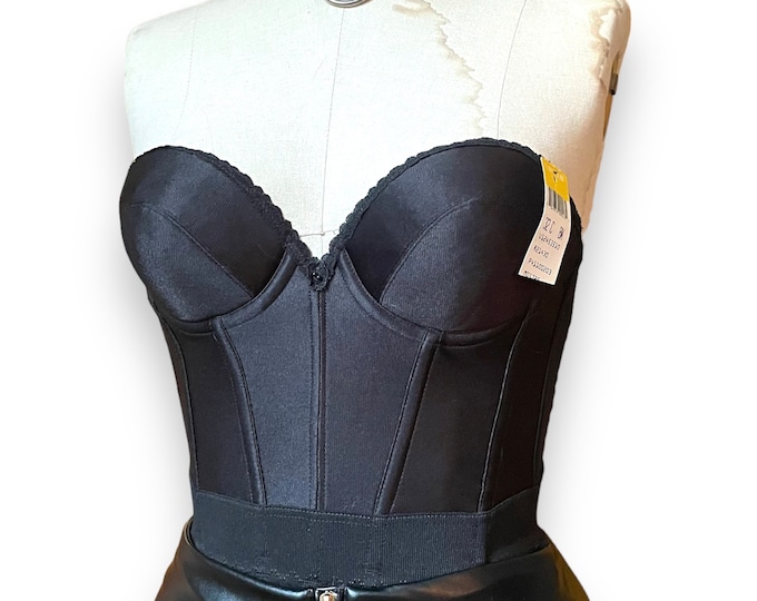 Vintage Black + Ivory Bustier Crop Top