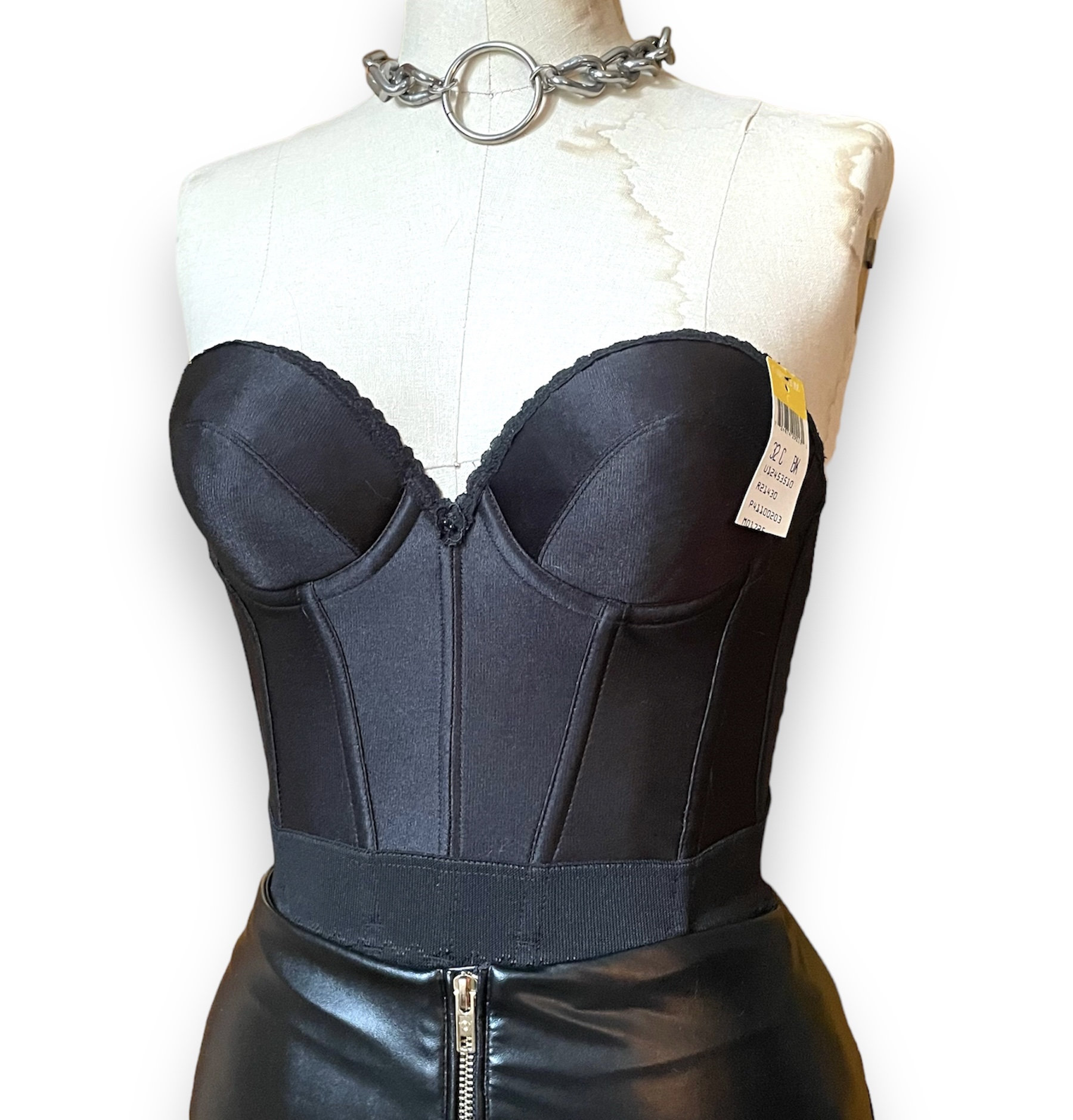NEW NBD Hailee Bustier Top in Black STRAPLESS CORSET BONED SIZE S SMALL *MM