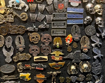 Vintage 1980 1990 Biker Lapel Pins