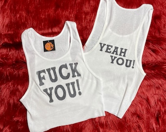 Ribbed Tank with Fuck You Yeah You Vintage Inspired Graphic