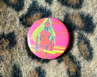 1.25” “Warrior Babe” Vintage Inspired Small Button