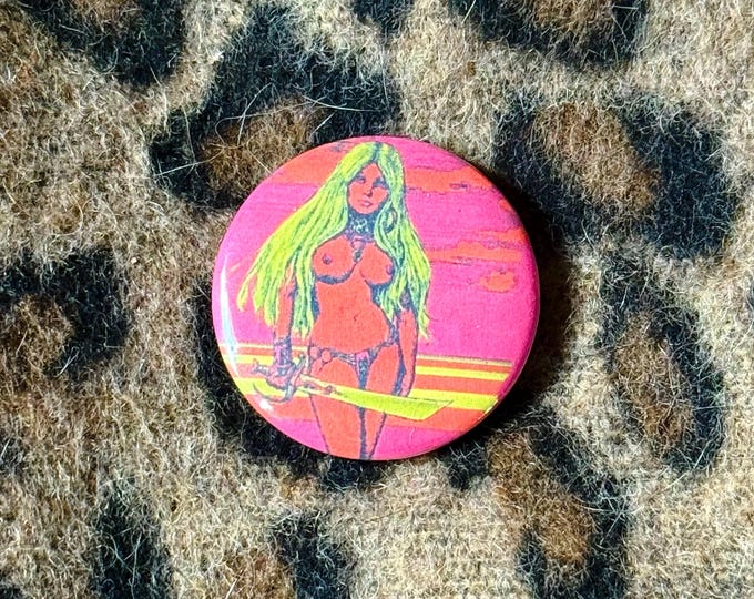 1.25” “Warrior Babe” Vintage Inspired Small Button