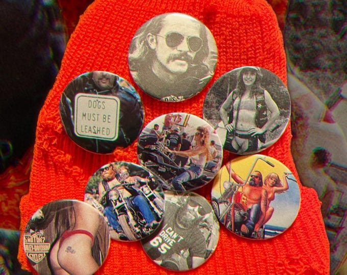 Featured listing image: Vintage Magazine Biker 2" Buttons