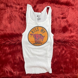 Ribbed Tank with Kiss My Ass Vintage Inspired Graphic