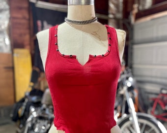 Ribbed Tank with Vintage Inspired Studs