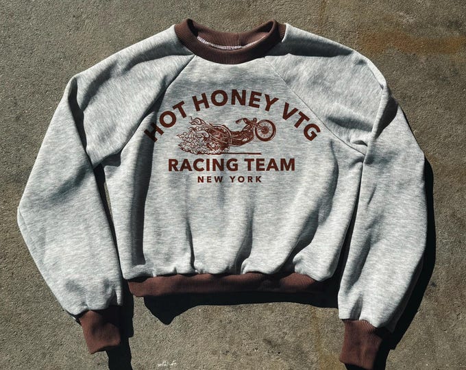 The “HHV Racing Team” Gray Cropped Raglan Sweatshirt