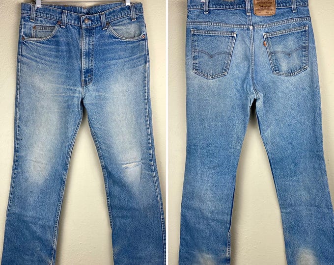 Vintage 1980 Levi’s 517 Orange Tab Distressed Denim Waist 36”