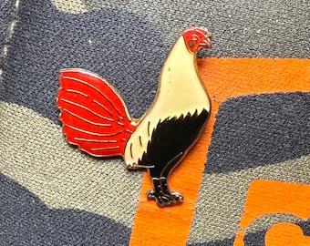 2 Styles of Chickens Vintage 1990 Lapel Pin