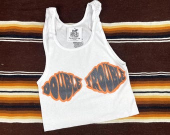 Ribbed Tank with Double Trouble Vintage Inspired Graphic