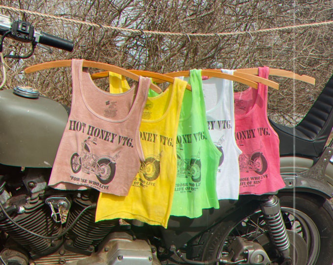 Ribbed Tank with Hot Honey Shop Logo Vintage Inspired Graphic