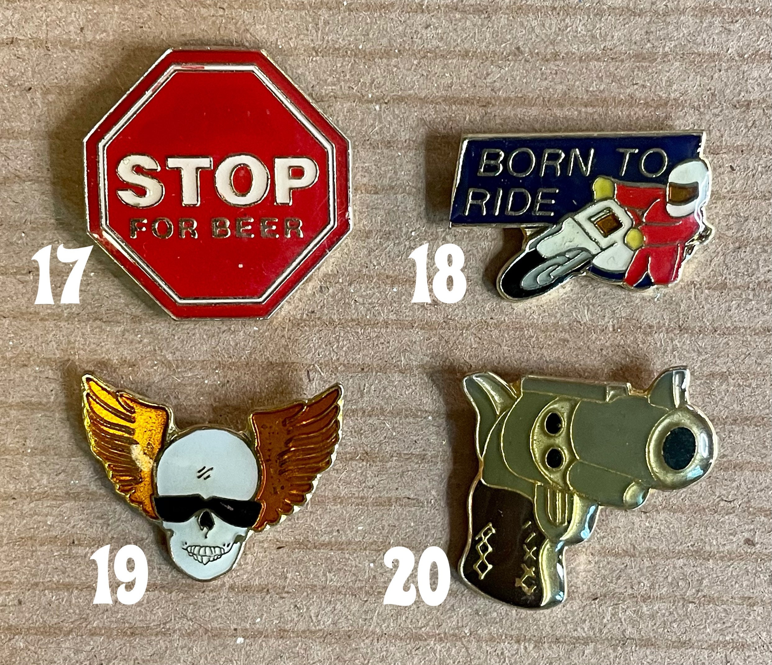 Vintage 1980 1990 Biker Lapel Pins