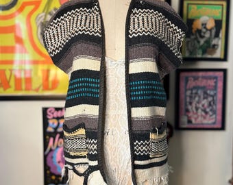Vintage 1970 Mexican Blanket Vest size medium