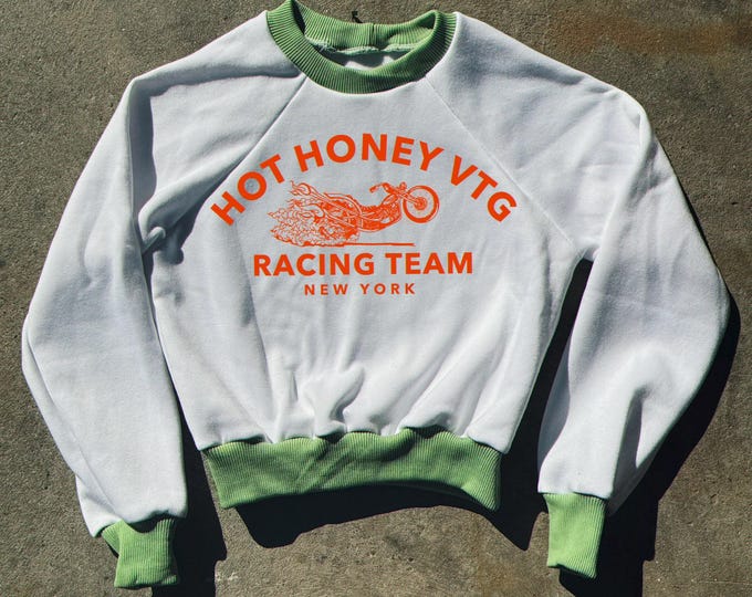 The “HHV Racing Team” White Cropped Raglan Sweatshirt