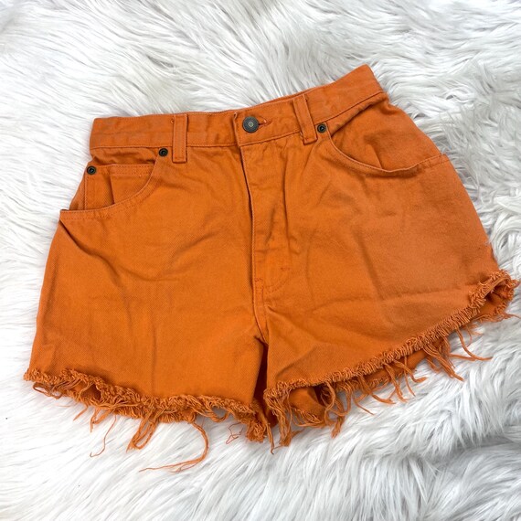 Vintage Newport News Orange Denim Shorts Waist 24 Etsy Canada