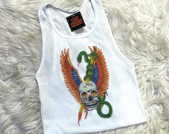 Ribbed Tank with Wings of Hell Vintage Inspired Graphic