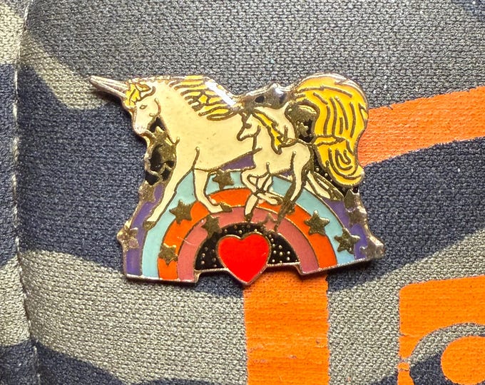 Unicorn Family Vintage 1990 Lapel Pin