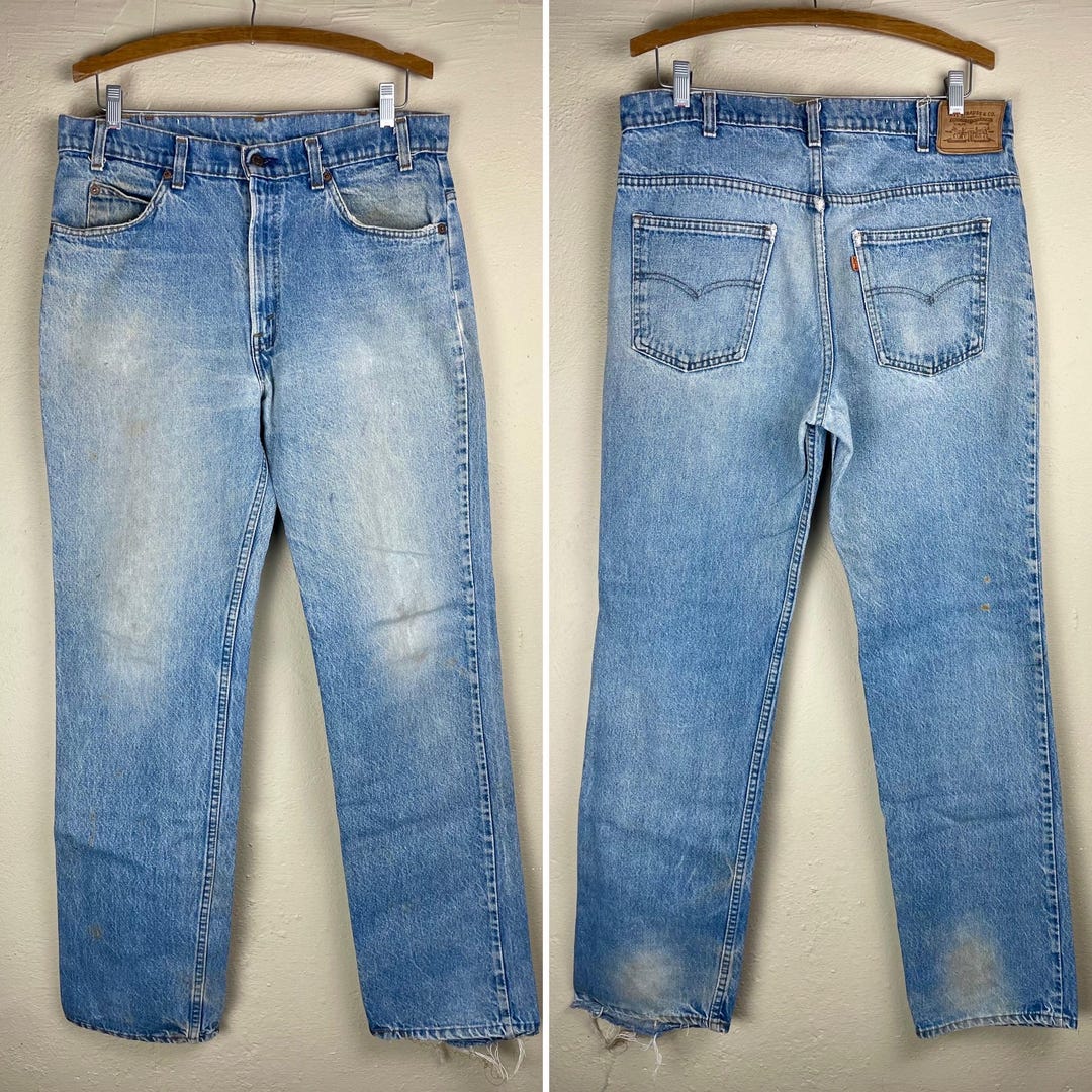 VTG 90s LEVIS 701-11 BIG E WHITE TAB CREAM CINCH RIBBED COTTON JEANS 29” W 33”L