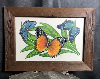Vintage 1980 Butterfly Framed Wall Decor