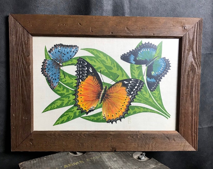 Vintage 1980 Butterfly Framed Wall Decor