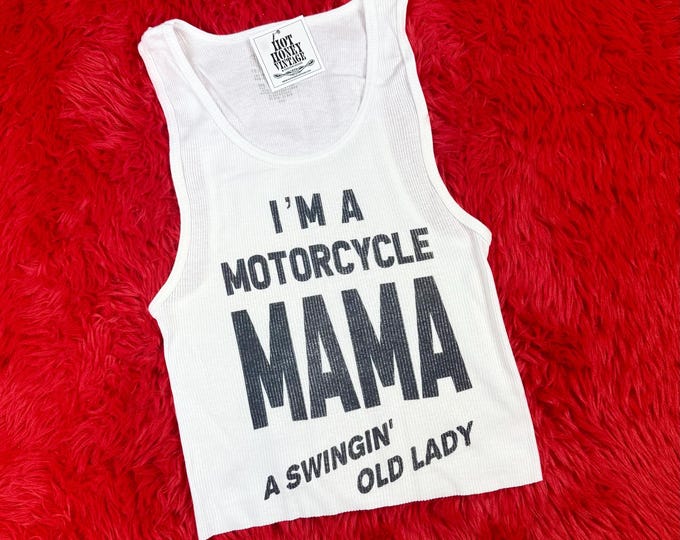The “Moto Mama” Vintage Inspired Graphic Ribbed Tank
