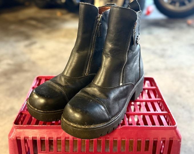 Harley Davidson Leather Zip-up Platform Boots size women’s 8