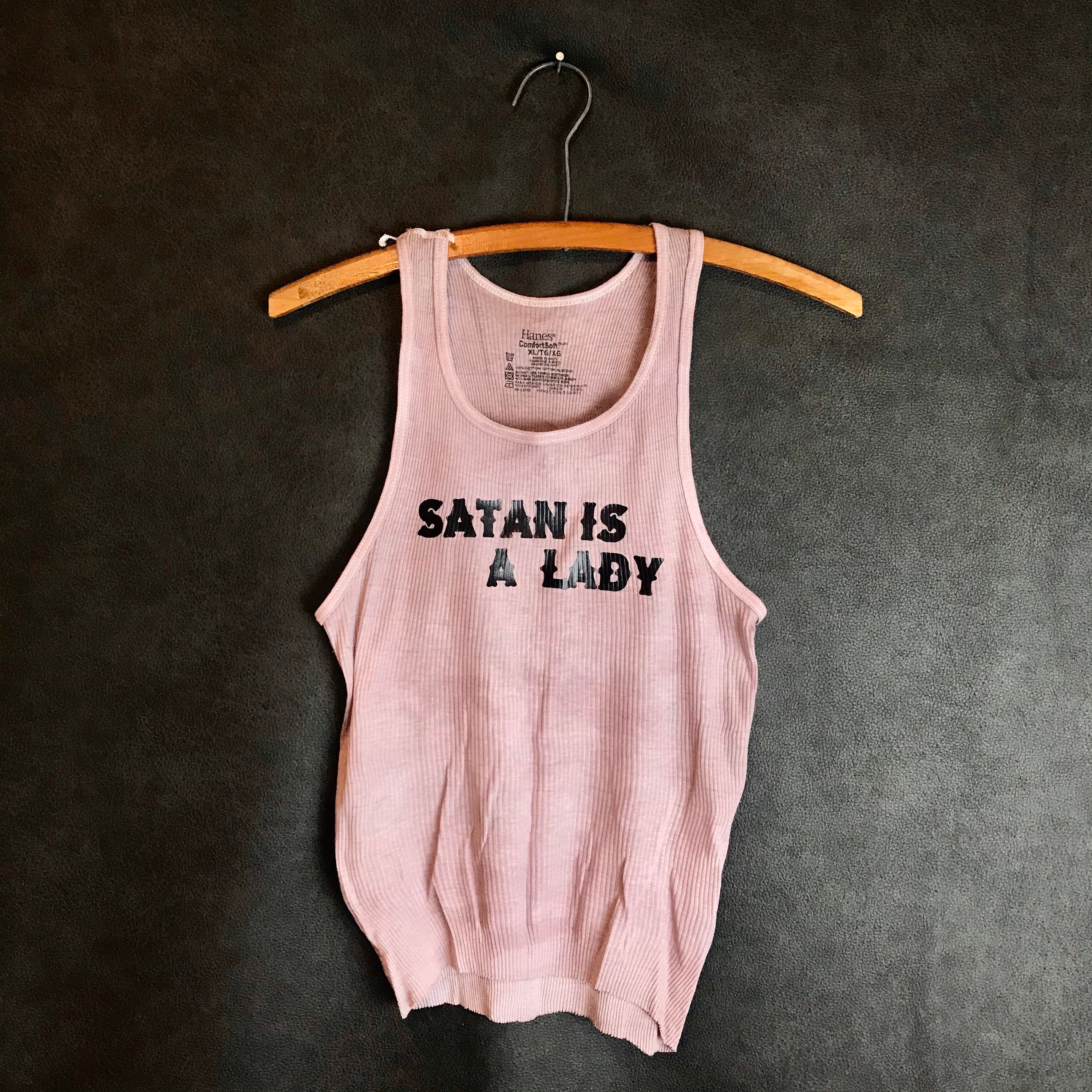 Ribbed Tank With SATAN IS A LADY Vintage Inspired Graphic Etsy