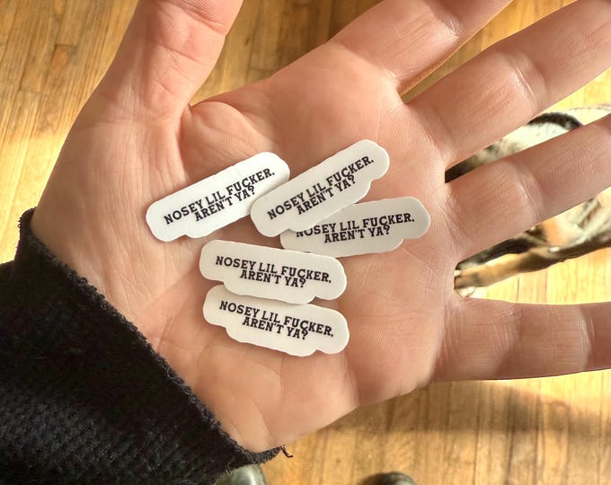 5 Pack of Mini Stickers - Nosey Lil Fucker Vintage Inspired