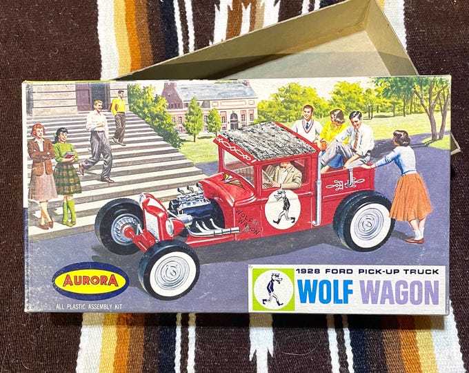 Vintage 1960 Wolf Wagon 1928 Ford Pickup Truck Model Kit BOX ONLY