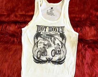 Ribbed Tank With Hot Honey Motorcycle Vintage Inspired Graphic