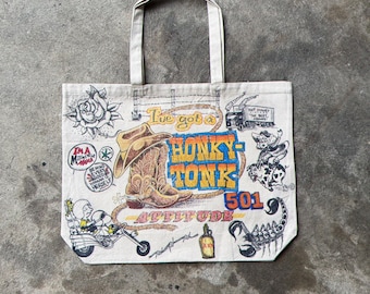 Customized Hot Honey Vintage Jumbo Canvas Totes