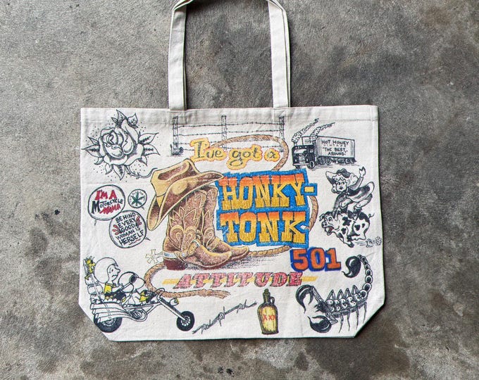 Customized Hot Honey Vintage Jumbo Canvas Totes