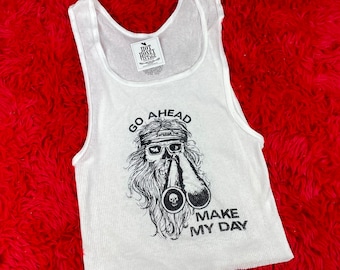 Ribbed Tank with Go Ahead Make My Day Vintage Inspired Graphic