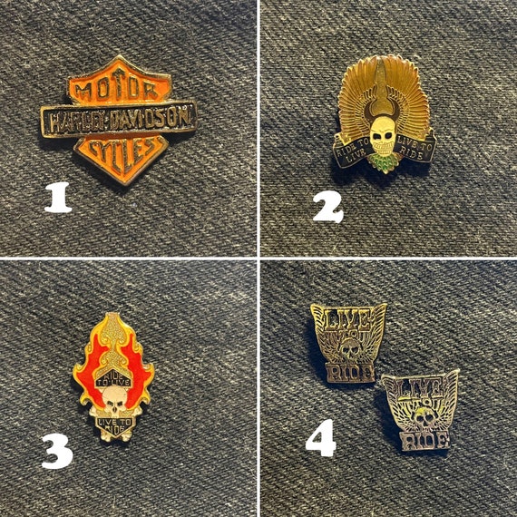 Vintage 1980 1990 Biker Lapel Pins - image 2