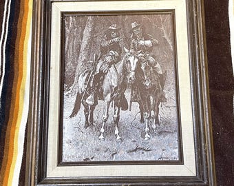 Vintage 1970 Remington Cheyenne Scouts Embossed Framed Art
