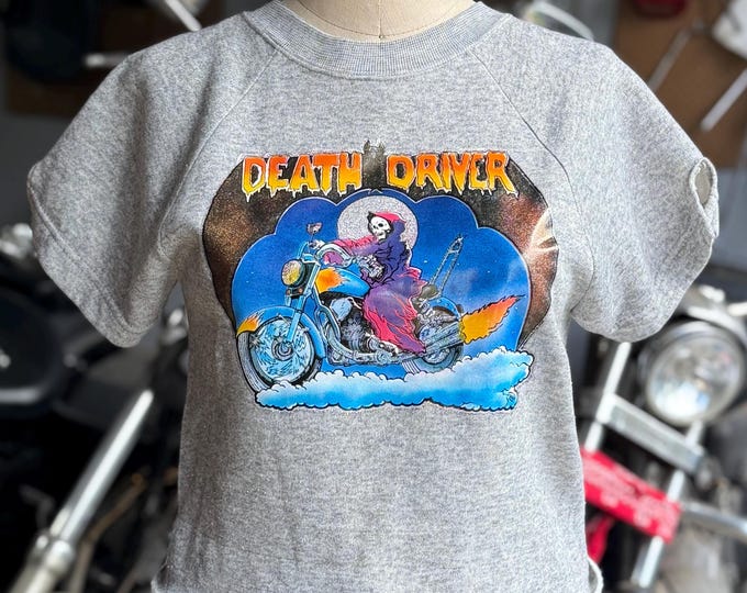 Vintage Cropped Death Dealer Gray Raglan Sweatshirt
