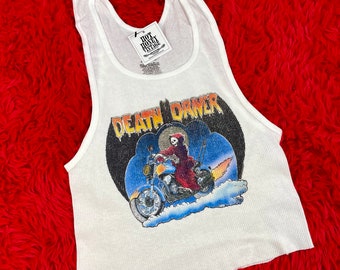 Ribbed Tank with Death Driver Vintage Inspired Graphic