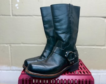 Vintage Black Leather Engineer Boots Men's size 8 Women’s size 9.5