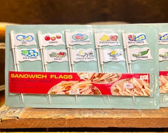 Vintage 1970 Sandwich Flag Appetizer Party Picks unopened No 1 Cheese and Salad