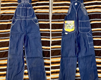 Vintage 1950 1960 Lee Jeans Denim Union Made Overalls NOS 36x34