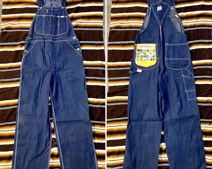 Vintage 1950 1960 Lee Jeans Denim Union Made Overalls NOS 36x34