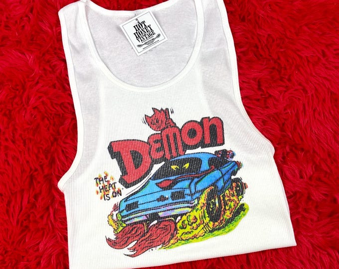Ribbed Tank with Demon Vintage Inspired Graphic