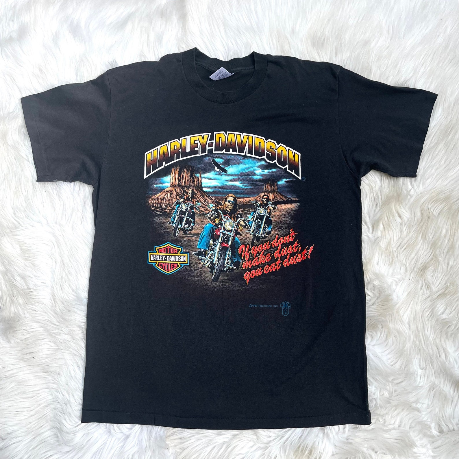 Vintage 1980 Harley Davidson 3D Emblem Eat Dust Shirt - Etsy