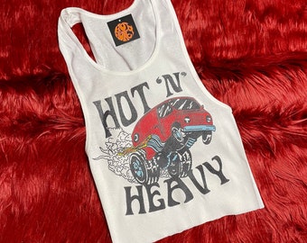 Ribbed Tank with Hot N Heavy Van Vintage Inspired Graphic