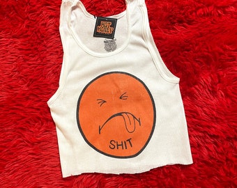 Ribbed Tank with Shit Face Vintage Inspired Graphics