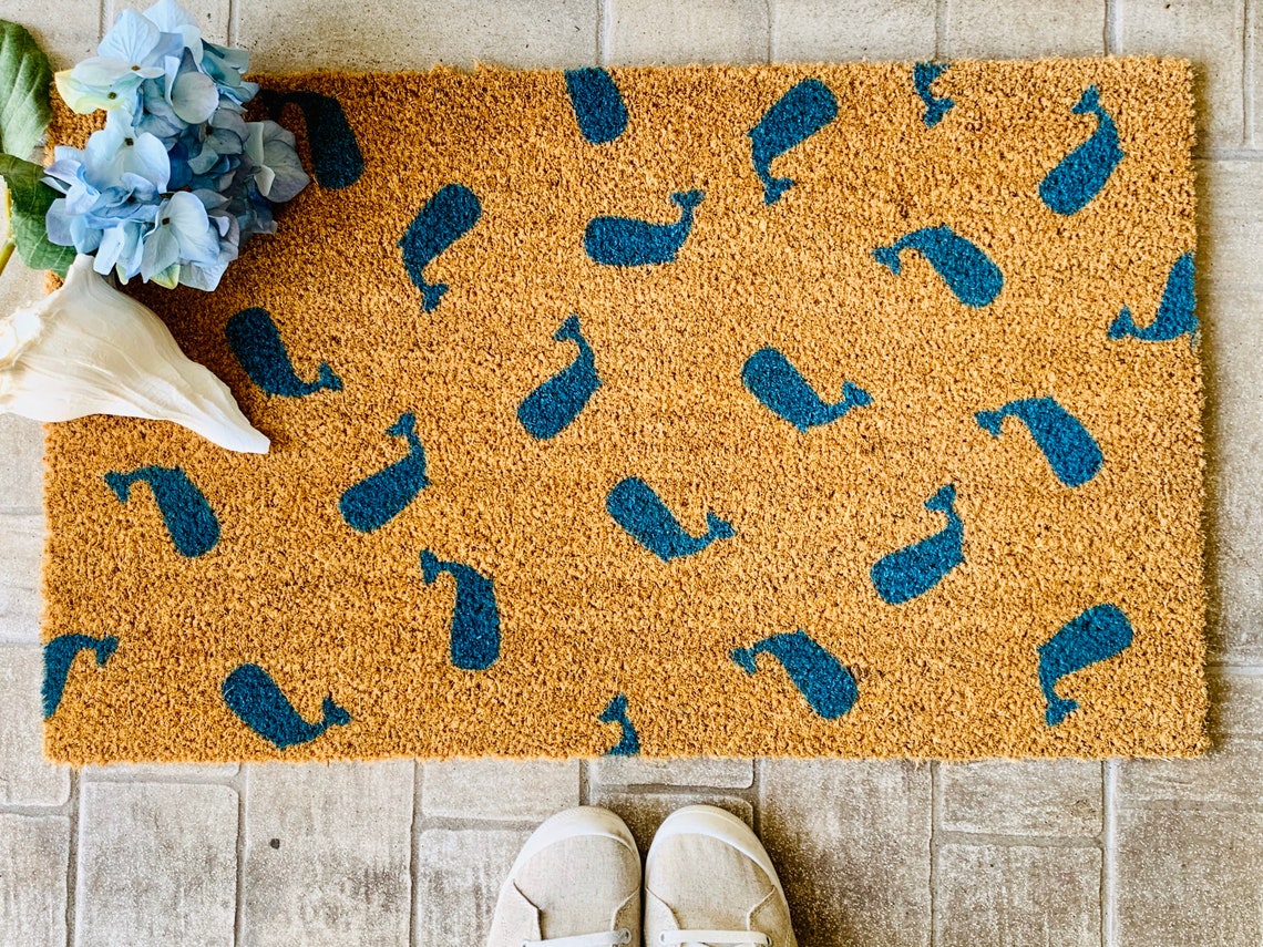 Whale doormat whale print outdoor mat housewarming Etsy