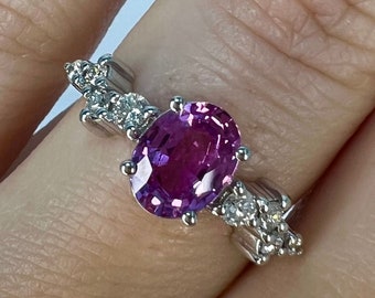 1.35 Carat No Heat Pink Sapphire Ring, 8x6 Oval, Pink Sapphire, Unheated Sapphire Ring, September Birthstone, Engagement Ring