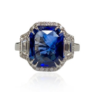 Sapphire EC Ring 5.08 CT, Sapphire Ring, Platinum, Ring Size 7, Emeraldcut, Sapphire, Diamonds, Fine Jewelry, Jewelry Design, Gems, Rings image 1