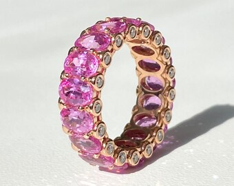 Eternity Band With Diamonds, 18K White Gold, Emerald Ring, Pink Sapphire, Ruby Eternity, Eternity Ring, Ring Stack, Ruby Ring, Sapphire Ring