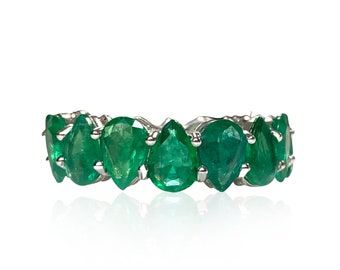 Emerald Pear Eternity Band 8.52 CT, Eternity Ring, Ring Stack, Emerald Jewelry, Emerald Ring, Eternity Band, Emerald Pear, Rings, Eternity